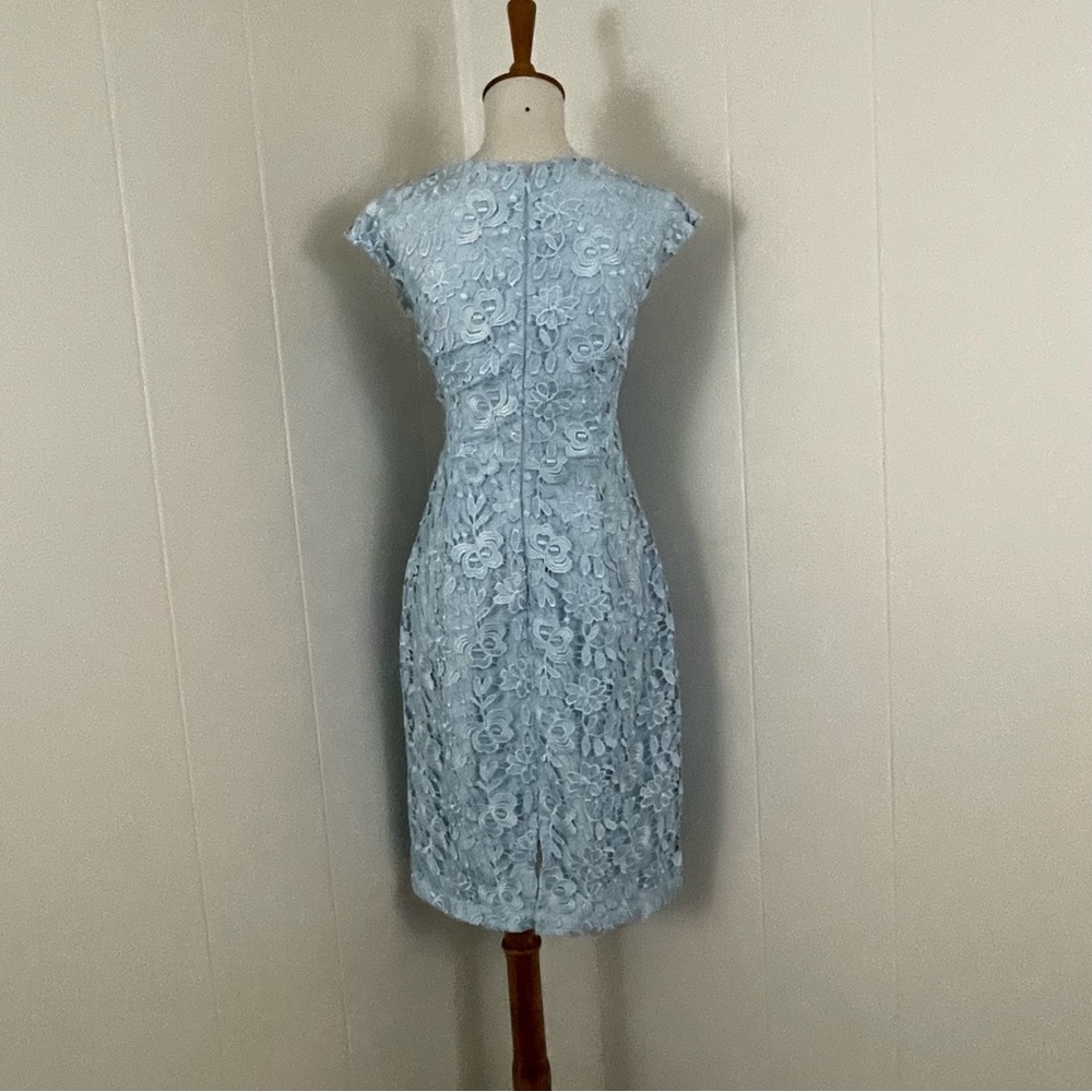 Alexia Admor Blue Lace Dress Women’s 6 Sheath Cap Sleeve Sweetheart Neckline - Picture 8 of 10